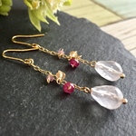 【sale】ローズクォーツの春色・ピアス　天然石