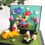 ハリネズミ金太郎 トラ退治＊2019＊五月人形(水色かぶと)