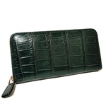 GYPS FLAT(ジプスフラット) クロコダイル 長財布 ラウンドファスナー 肚ワニ 一枚革  GREEN 緑 1