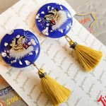 ◆blue×lemon スカ虎タッセルピアス・イヤリング◆