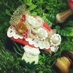 盛りのきのこブローチL＜エプロンとカゴ＞M to Mushroom Series