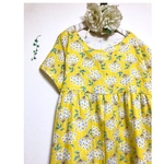  ⭐️数量限定⭐️心和む紫陽花のふんわりギャザーワンピース (イエロー系) (身幅調整可能)