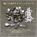 蝶バネ☆平皿付き☆イヤリング☆シルバー☆計40個