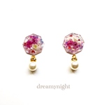 ♧かすみ草ヘキサゴンジュエリーカット🏵ピアス/イヤリング