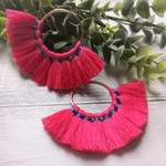 （4個）フープ付きタッセル 扇子 タッセル 扇タッセル 扇形タッセル 約5.5cm 全20カラー  NO.15 ビビットピンク  ハッピークラフト/HAPPYCRAFT