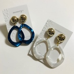 人気▷▶▷春夏マーブル柄変形フープ*ピアス/イヤリング