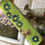 🧸felt de patchwork💙ブルーフラワーとテディベアのペンケース