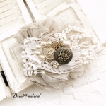 ボタンとリネンのナチュラルバレッタ＊