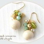 +angelo+ドイツビーズとチェコビーズのピアス(p-049)エクルー G