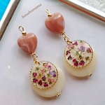 ♡ハートビーズ付きレジンピアス（イヤリング）