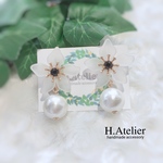 花×コットンパール　イヤリング