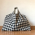 手提げバッグ ギンガムチェック黒