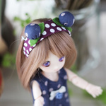 オビツ11 新作☆ ブルーベリーみみ カチューシャ 4inch ミニチュア 1/12 ドール フルーツ ヘアー アクセサリー ヘアバンド