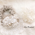 お花モチーフとリネンnaturalシュシュ＊