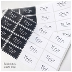 【入荷しました】25㎜×45㎜ラッピングシール❤︎サンキュー（Black&White）❤︎ 2シート（32pcs）–201
