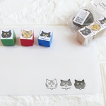 スタンプ 猫3個セット ハチワレ、トラ、黒猫
