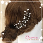小枝 パール シルバー ピン ヘアアクセサリー 大人 ウェディング 列席
