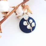 ふわふわコットンの木 刺繍ブローチ
