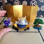 上杉謙信の兜セット☆戦国武将☆屏風はリバーシブル☆こどもの日☆かぶと☆ミニチュア☆インテリアに  