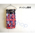 完成品Lサイズ●メッシュスヌード●赤ストライプ×星柄＆デニム柄切替●アメリカンコッカースパニエル●アメコカ●中型犬