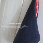 🌳Hinoa88 ８重ガーゼハンカチ タオル 6重ガーゼ×Wガーゼ foglinenループ　navy/ichigo dott