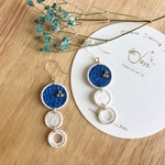 ブルー×ホワイト ロング三連ピアス（イヤリング）