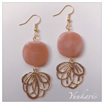 シンプル♡マーブル♡透かしフラワー♡上品♡ピアス♡イヤリング♡サーモンピンク