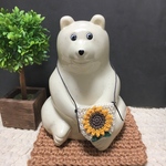 【再販】しろくま貯金箱 🌻ひまわりポシェット葉付き