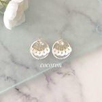 【4月 誕生石】クリスタル オーガンジー刺繍ピアス/イヤリング （水晶×ゴールド×ホワイト）