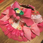 犬・猫の首輪　約30～32.5　cocoちゃんバンダナチョーカー　レトロ・苺・ピンク・姫・ガーリー・ラブリー