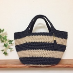 ♡送料込み♡ナチュラル麻紐ボーダーカゴバッグ♡Black