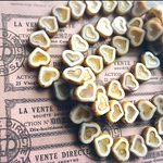 【4コセット】czech beads #チェコビーズ heart14×12㎜ White