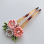 🌸つまみ細工、桜二本足かんざし、あけぼの🌸