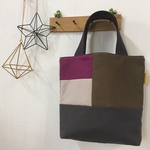 仕合わせバッグ☆ 帆布 リネン パッチワーク☆ステッチ☆リネンバッグ