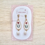 Retro flower red イヤリング/ピアス