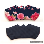 アゴ当て小(和風花柄)紺