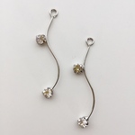 《4pcs》ラインストーン付きチャーム(シルバー)