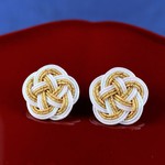ホワイトゴールド 水引イヤリング ピアス  (着物,浴衣,和,正月,成人式,和装,入学,卒業,753シンプル)