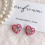 刺繍ハートピアス《Pink》/イヤリング