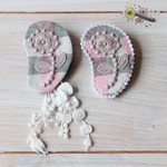 ミナペルホネン「ボヌール」ブローチ＊コサージュ*桜色リネン*北欧レース
