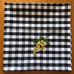 【受注製作】刺繍の大判ハンカチ☆ミモザ