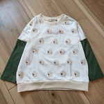 【110size】ひつじ柄のビッグカットソー ロンＴ 長袖Tシャツ