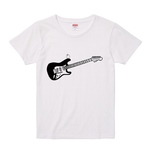 レディース文鳥Tシャツ  「ストラトキャスターとかしげる文鳥」 【受注生産】