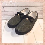 ワンサイズSALE♡【L】チェック一粒パールスリッポン♪/bk