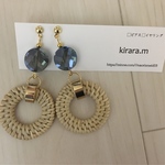 ] 新作♫ラタン×ガラスビーズ ピアス/ イヤリング