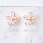 ＊小さな 春 夏 桜 ピンクゴールド ワイヤー フラワー＊ピアス/イヤリング  花 ピンク