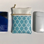 ステキ👏❣️モロッカン柄ターコイズブルーIQOS(タバコ)(gloグロー)ケース後ろポケット付き2段ファスナーポーチ
