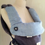 【エルゴよだれカバー】エルゴ オムニブリーズ　アダプト　オムニ360　ふわとろよだれパッドセット 抱っこ紐首回りカバー 抱っこひもカバー　ヒッコリー柄×生成り