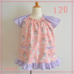 半袖スモック［120サイズ］ピンクユニコーン♡フリルつき