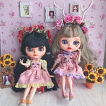 [限定刺繍猫ちゃんワンピース] リカちゃんジェニーちゃんブライスmomoko初代リカちゃん1/6人形ドール用服blythe